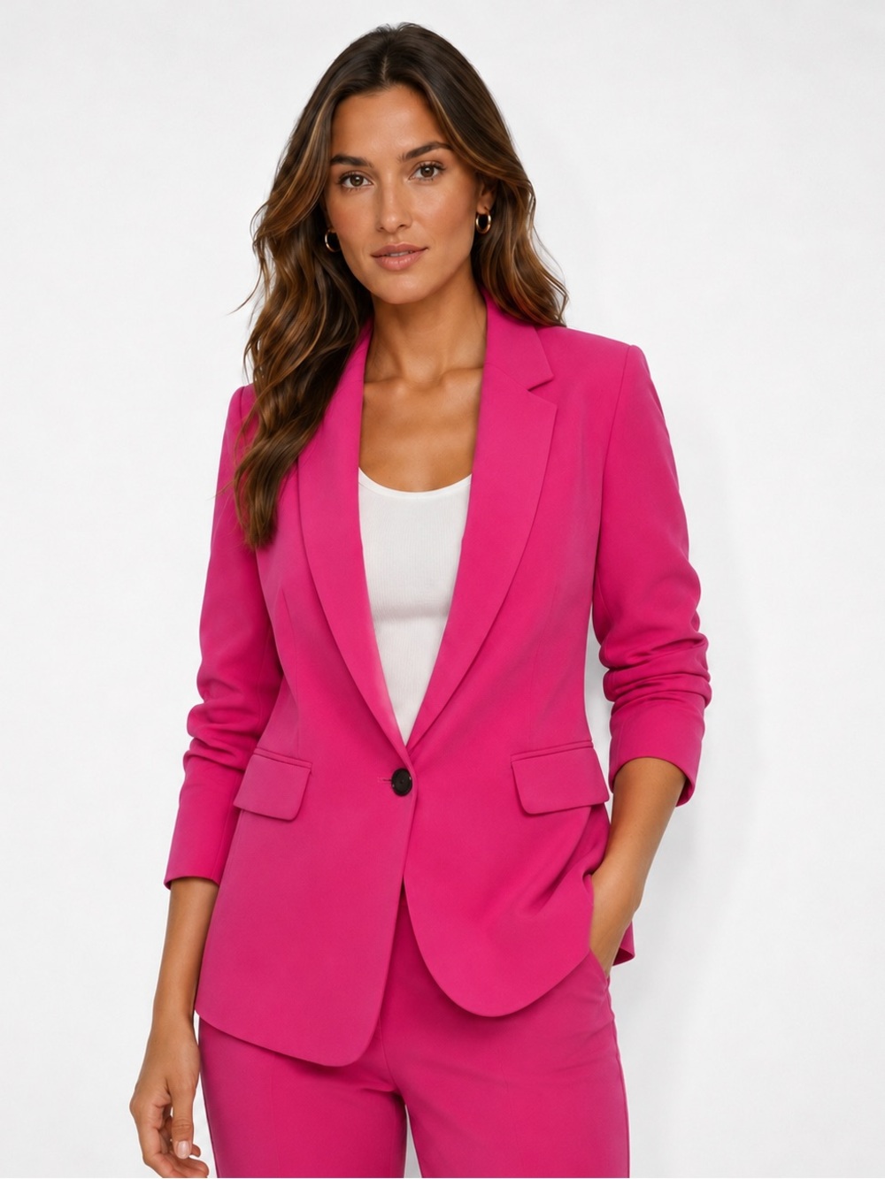 NWT DKNY Ruched 3/4 Sleeve Blazer Pink Size 16